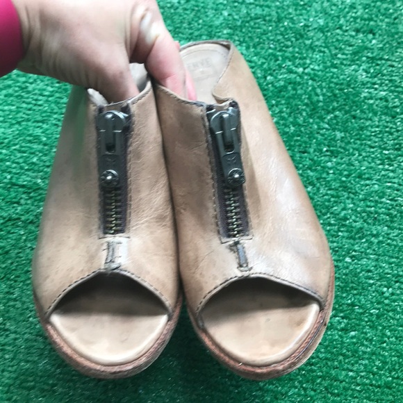 Frye 8.5 Izzy moto open toe mule heels - Picture 4 of 11